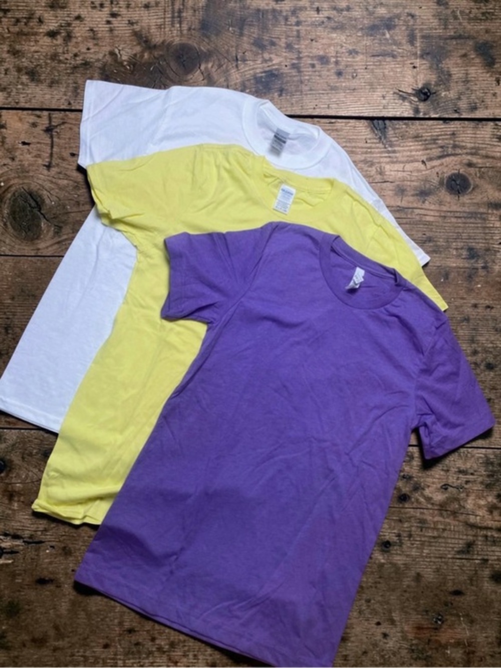 Purple, Yellow & White Basic t shirt bundle small NWOT unisex